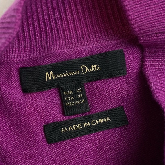 MASSIMO DUTTI • Magenta Wool-Cashmere Blend Long Sleeve Mockneck Sweater, XS - Picture 10 of 16